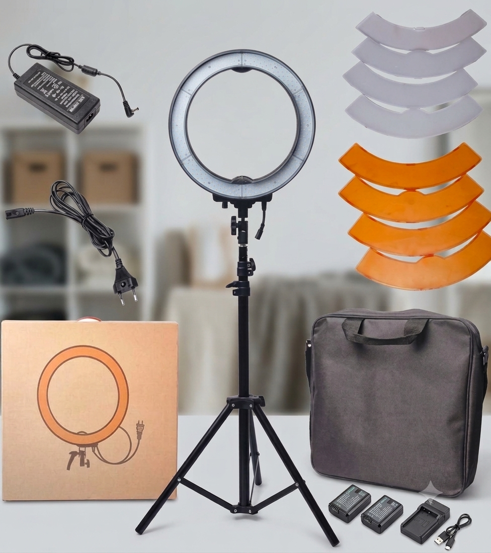 12-Inch Monochrome Rechargeable Ring Light