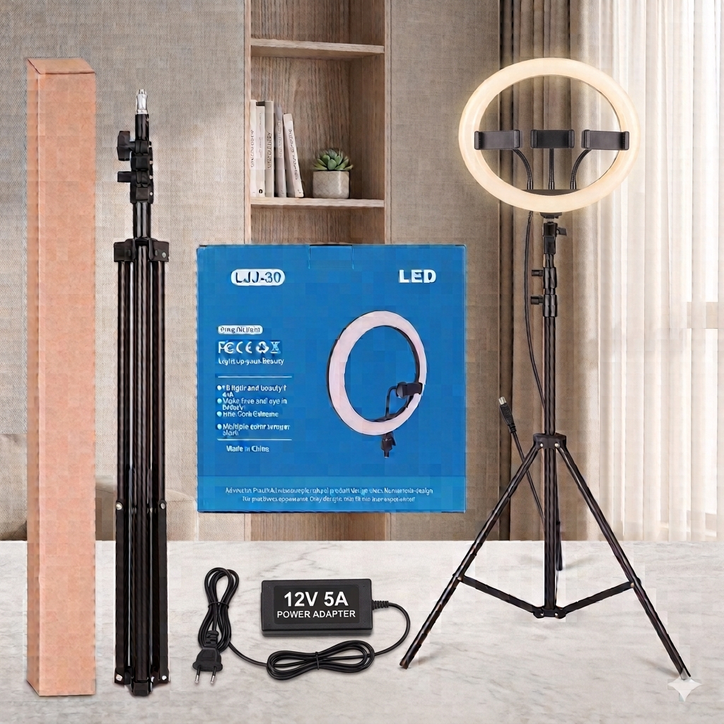 14-Inch LED Ring Light with adapter and one phone holder