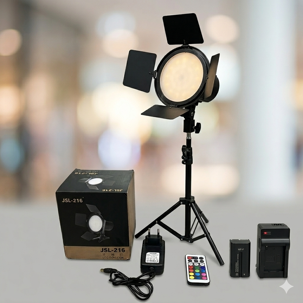 JSL LED 216 Professional Video Light Kit – Compact Lighting for Photography and Content Creation