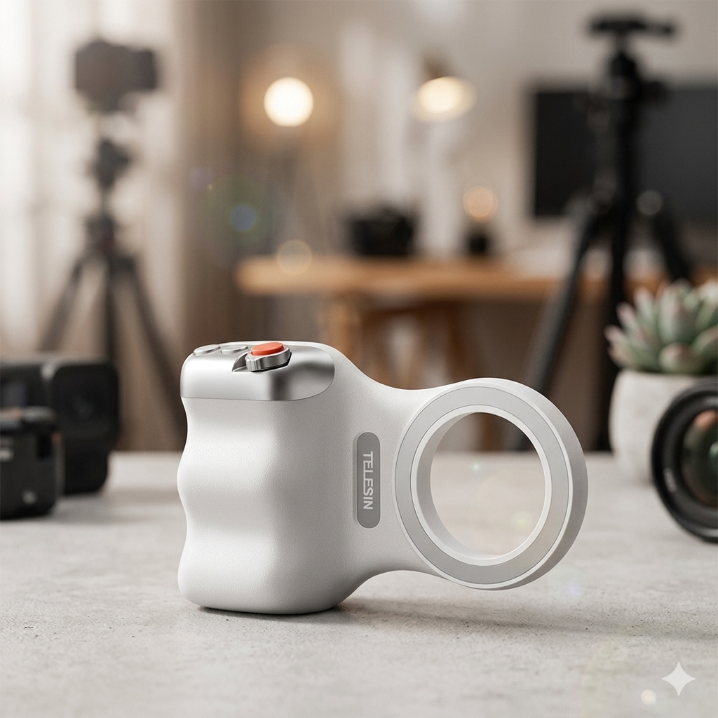 TELESIN Fun Shot Magnetic Grip – Magnetic Camera Handle for Smartphones & Content Creation