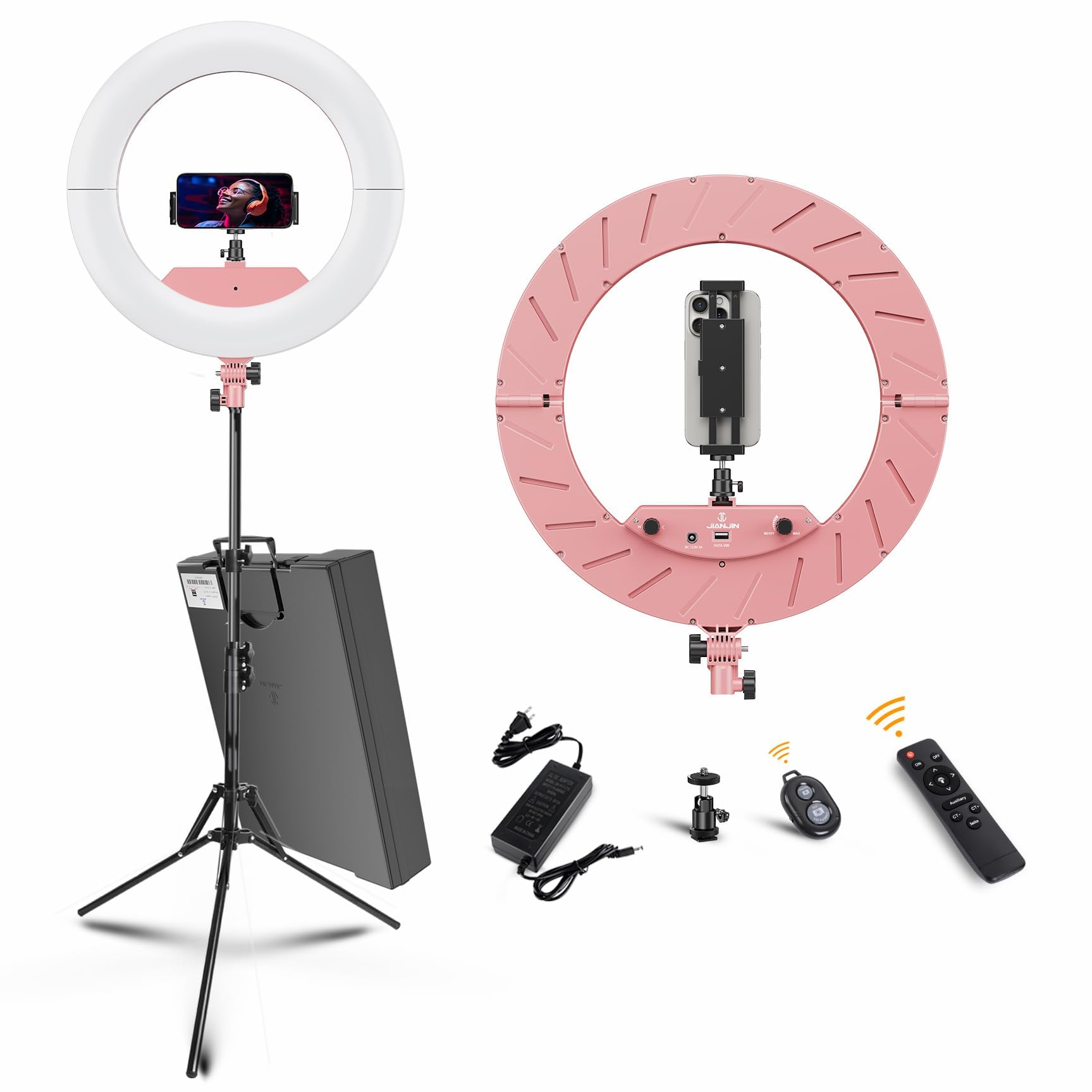 18-Inches old model rechargeable Ring Light with bag (pink)